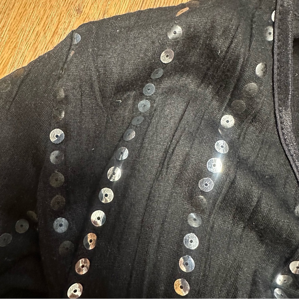 Vintage Y2K Black Sequin Wrap Top - Picture 7 of 8